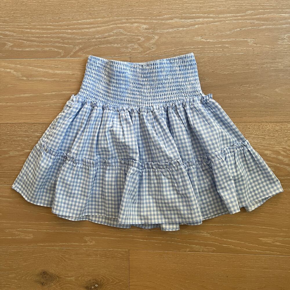 J. Marie Women's Blue White Check Gingham The Dorthy Linen Skirt Medium - Picture 5 of 8